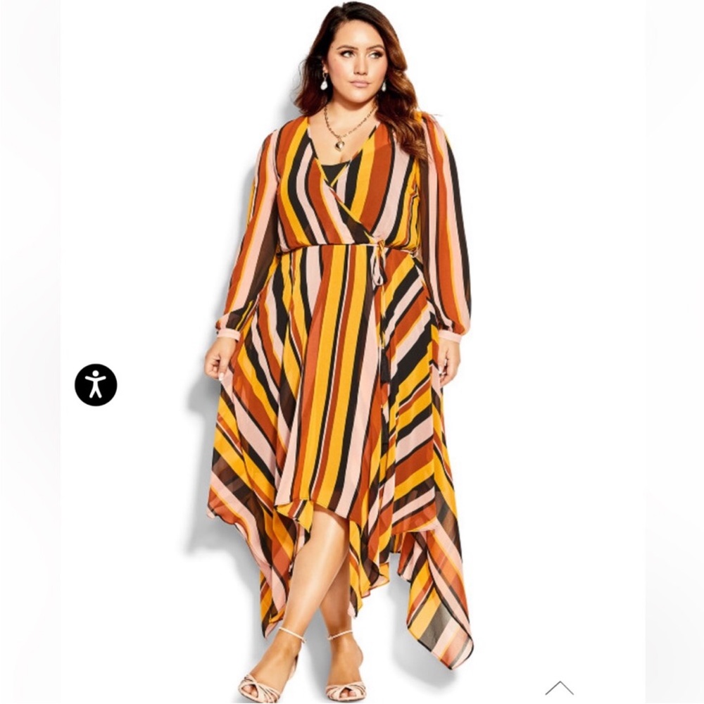 NEW City Chic Gold Stripe Maxi Dress XXL